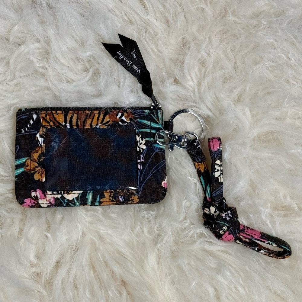 Vera Bradley Bali Jungle Black Floral ID and Card Holder Wallet and Lanyard NWOT - Picture 3 of 5